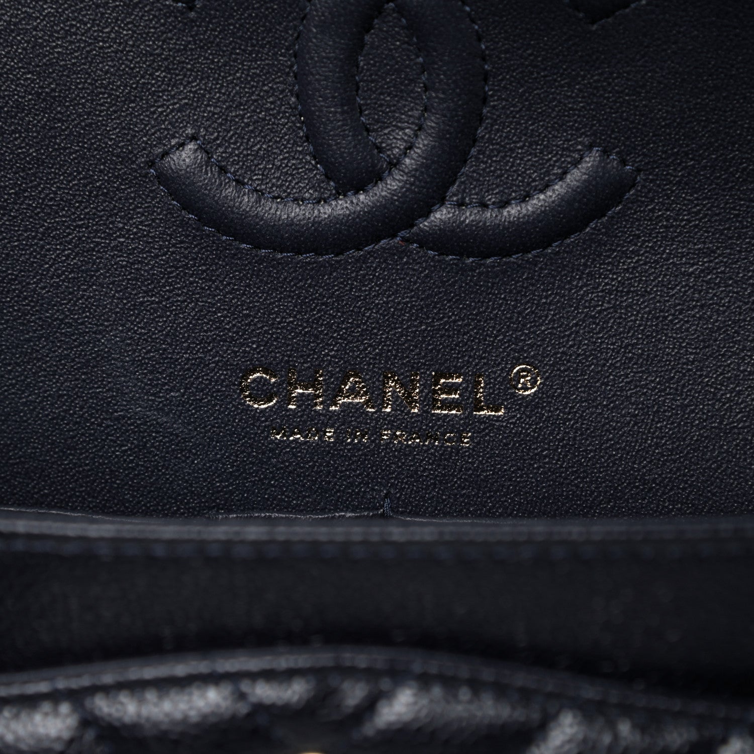 Chanel Caviar Chevron Quilted Small Double Flap Navy Blue 7 of 9