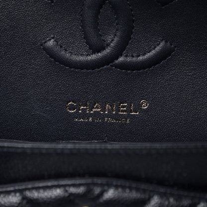 Chanel Caviar Chevron Quilted Small Double Flap Navy Blue 7 of 9