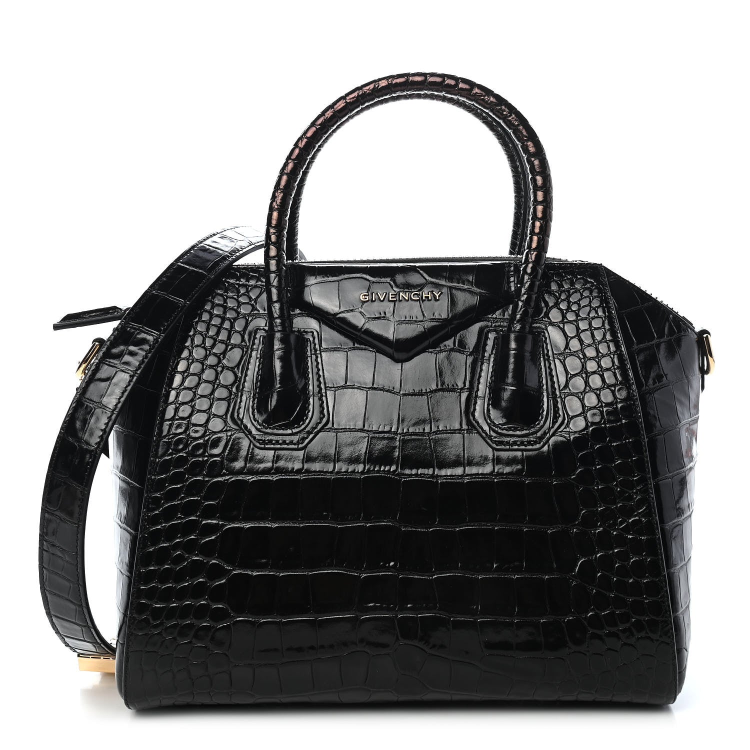 Givenchy Calfskin Crocodile Embossed Small Antigona Black 1 of 9
