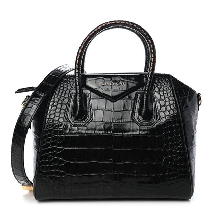 Givenchy Calfskin Crocodile Embossed Small Antigona Black 1 of 9