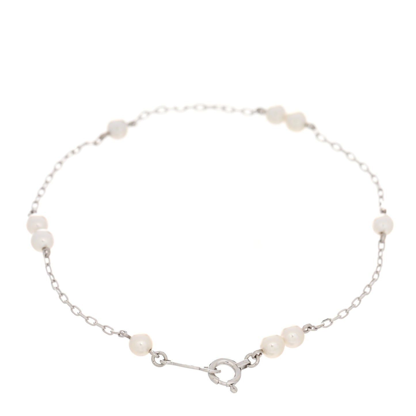 18K White Gold 3.5-3.7mm Akoya Pearl Station Bracelet