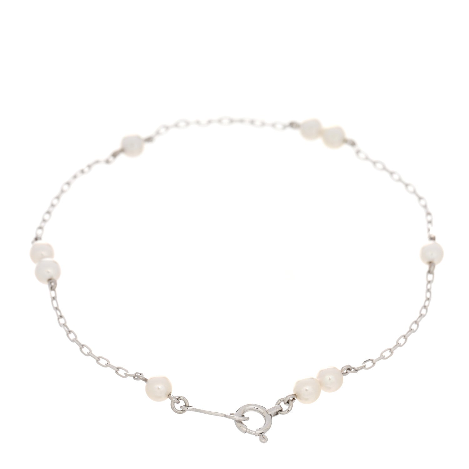 Mikimoto 18K White Gold 3.5-3.7mm Akoya Pearl Station Bracelet 2 of 3