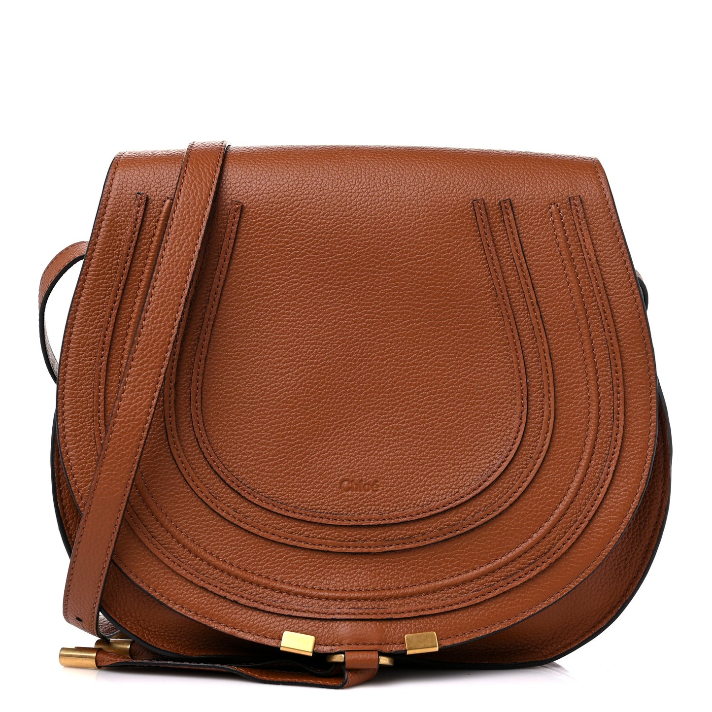 Calfskin Medium Marcie Round Crossbody Bag Tan