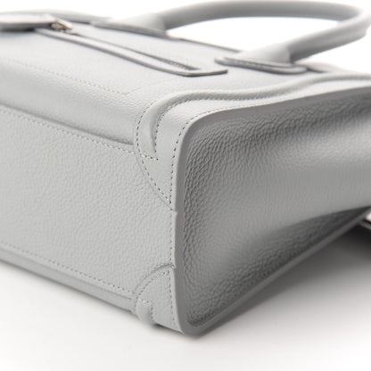 Celine Drummed Calfskin Nano Luggage Mineral 7 of 10