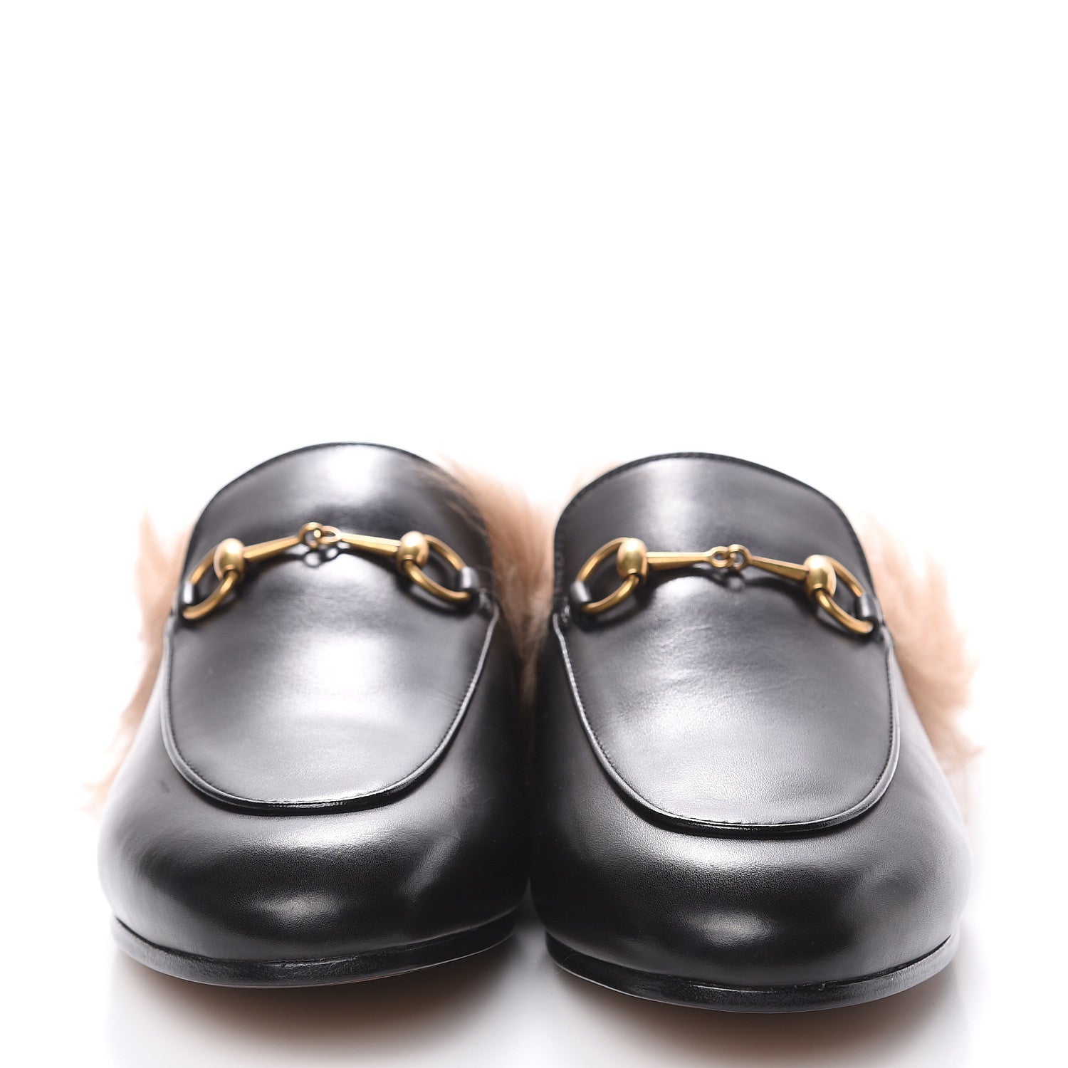 Gucci Calfskin Fur Womens Princetown Slippers 38.5 Black 2 of 8