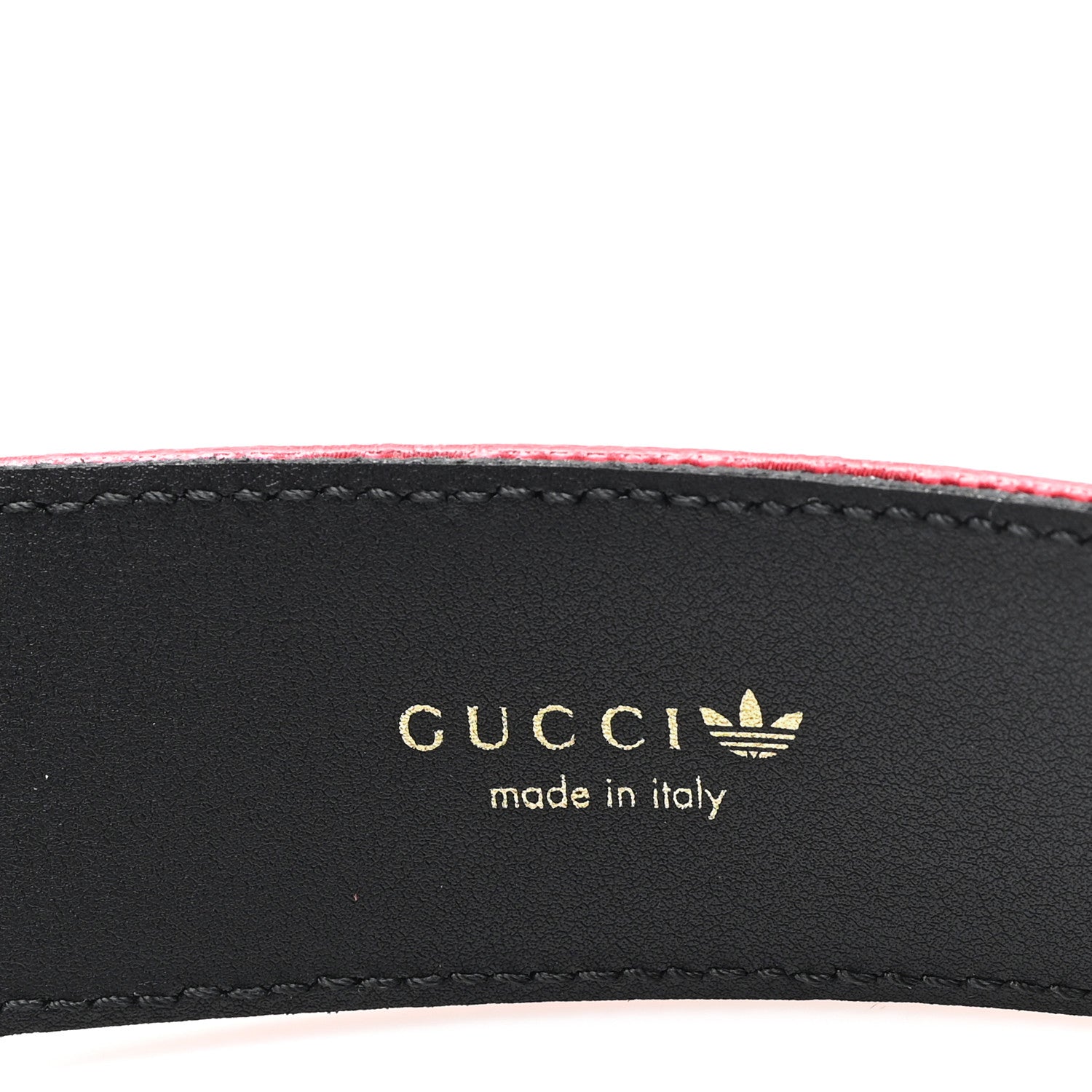 Gucci X ADIDAS Crystal Vintage Monogram Textured Dollar Calfskin Double G 40mm Belt 80 32 Hibiscus Red Off White Black 3 of 5