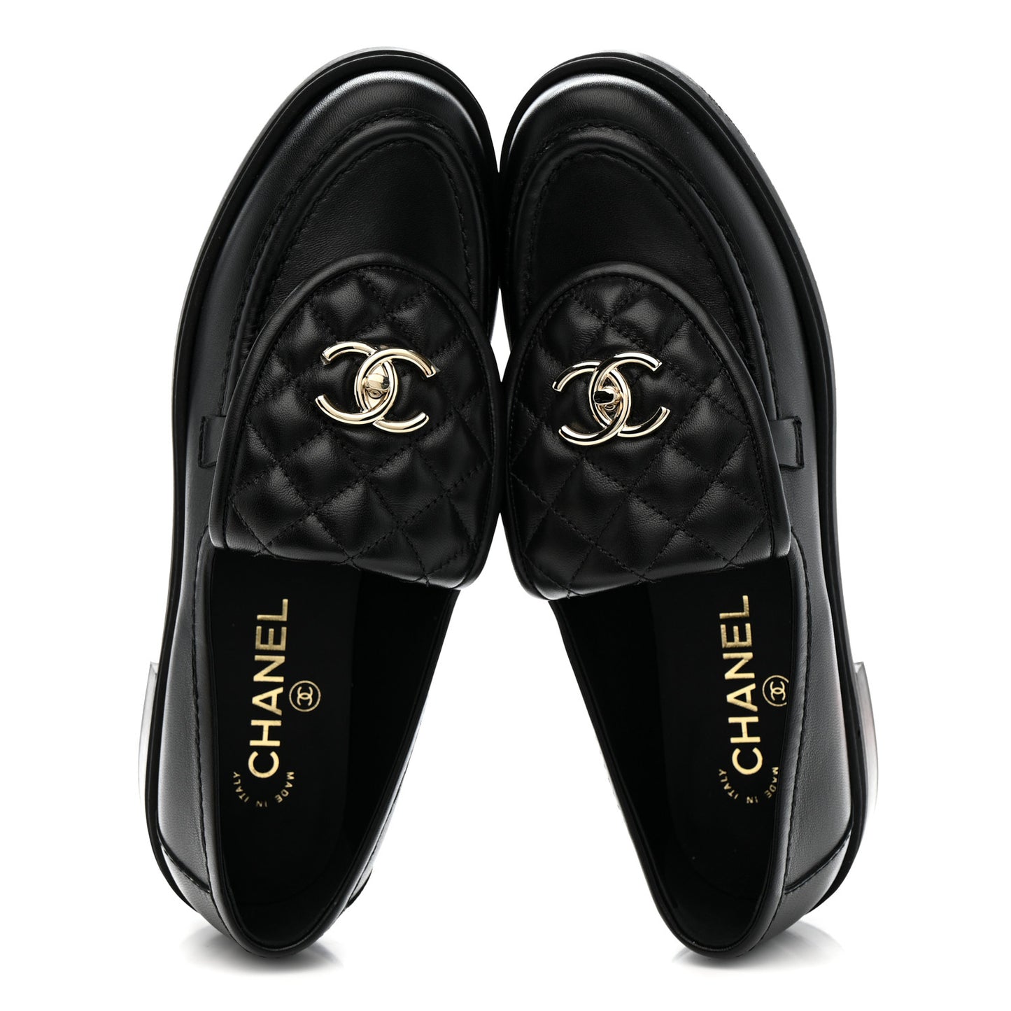 Lambskin Quilted CC Turnlock Loafers 39.5 Black