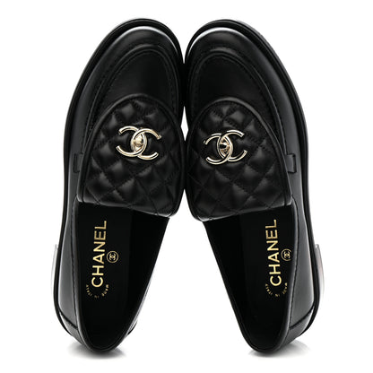 Chanel Lambskin Quilted CC Turnlock Loafers 39.5 Black 2 of 10
