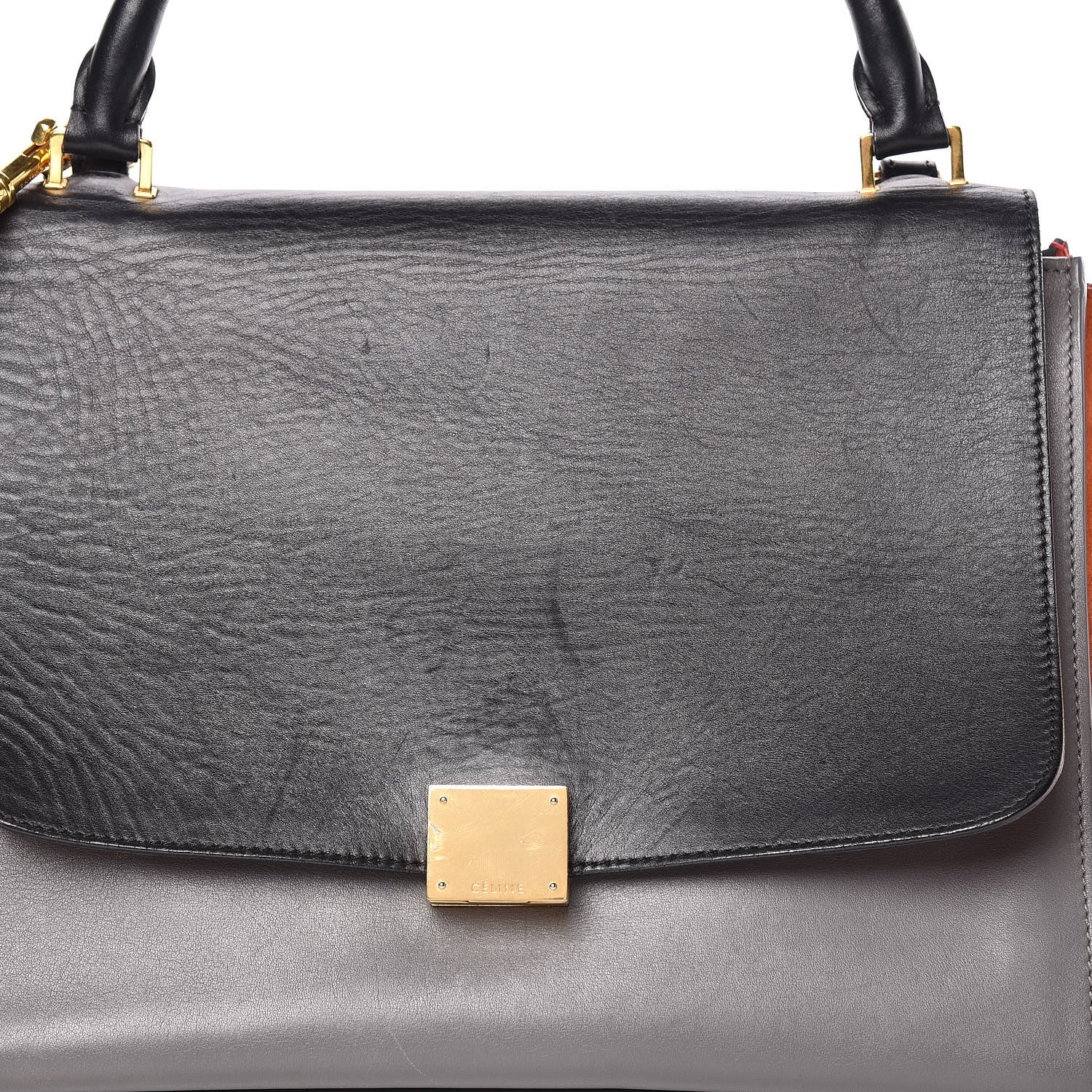 Celine Smooth Calfskin Suede Medium Tri-Color Trapeze Flamingo 15 of 24