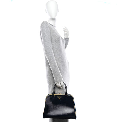 Prada Saffiano Vernice Pyramid Bag Black Bluette 2 of 14