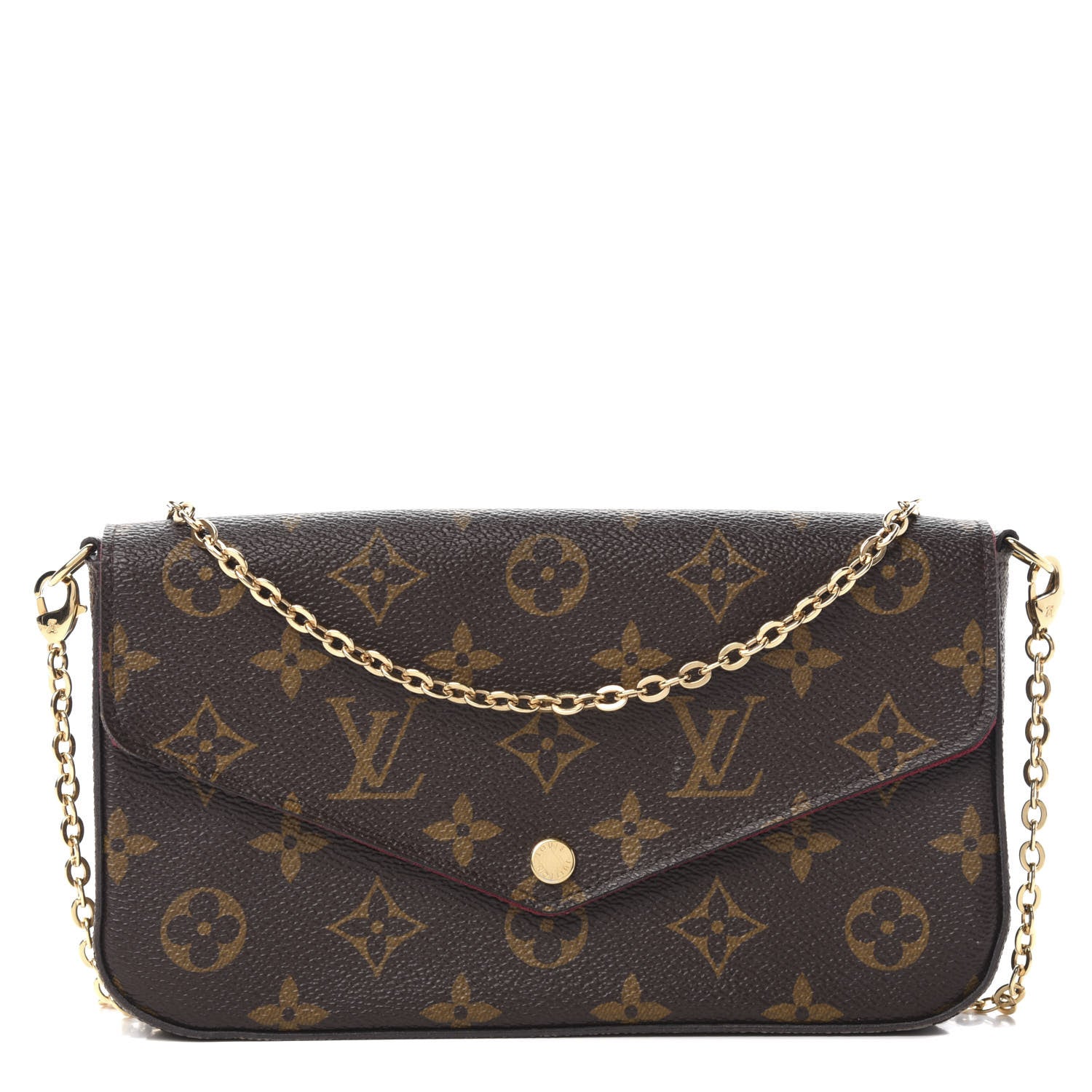 Louis Vuitton Monogram Pochette Felicie Chain Wallet Fuchsia 1 of 12