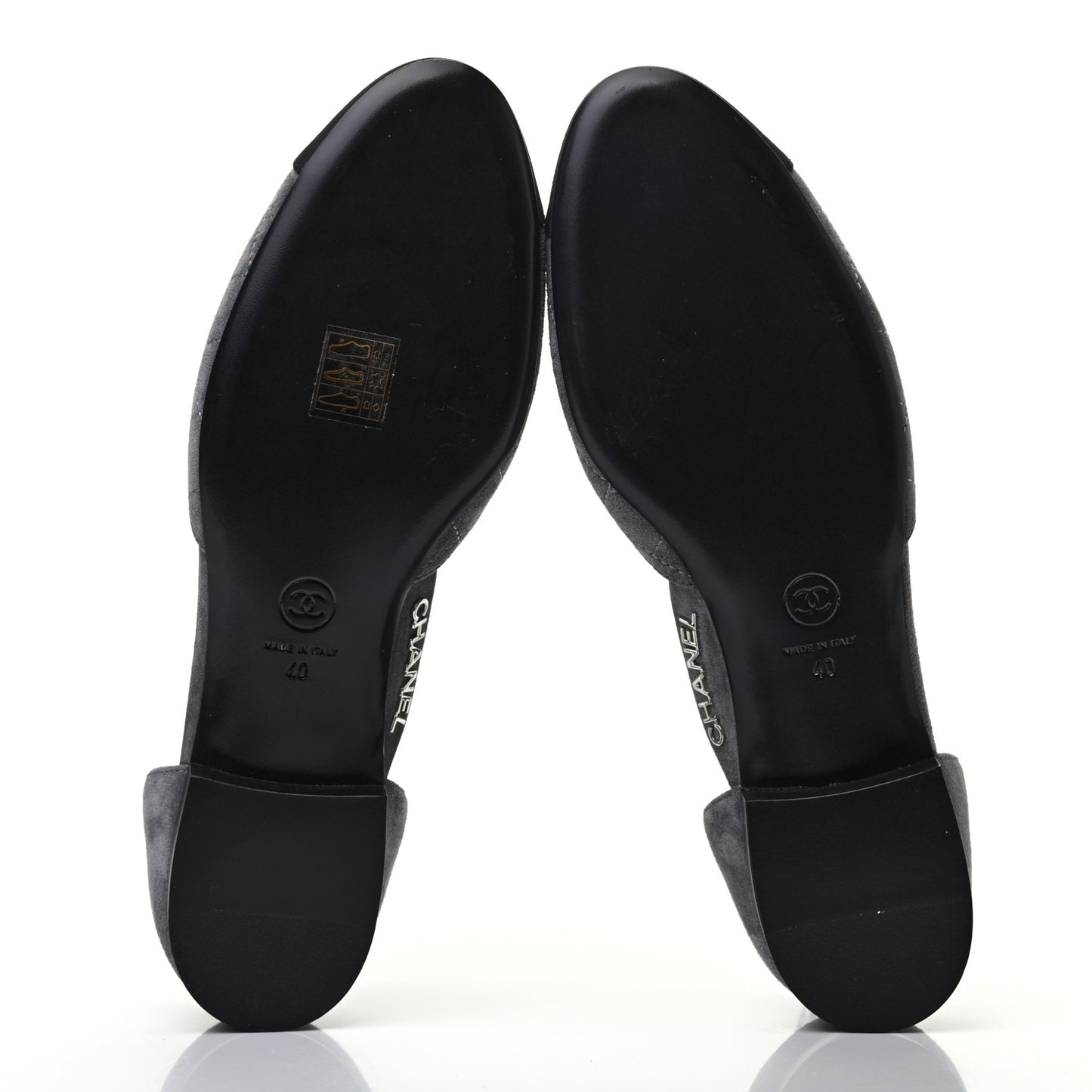 Suede Grosgrain Cap Toe CC Ankle Strap Sandals 40 Grey Black
