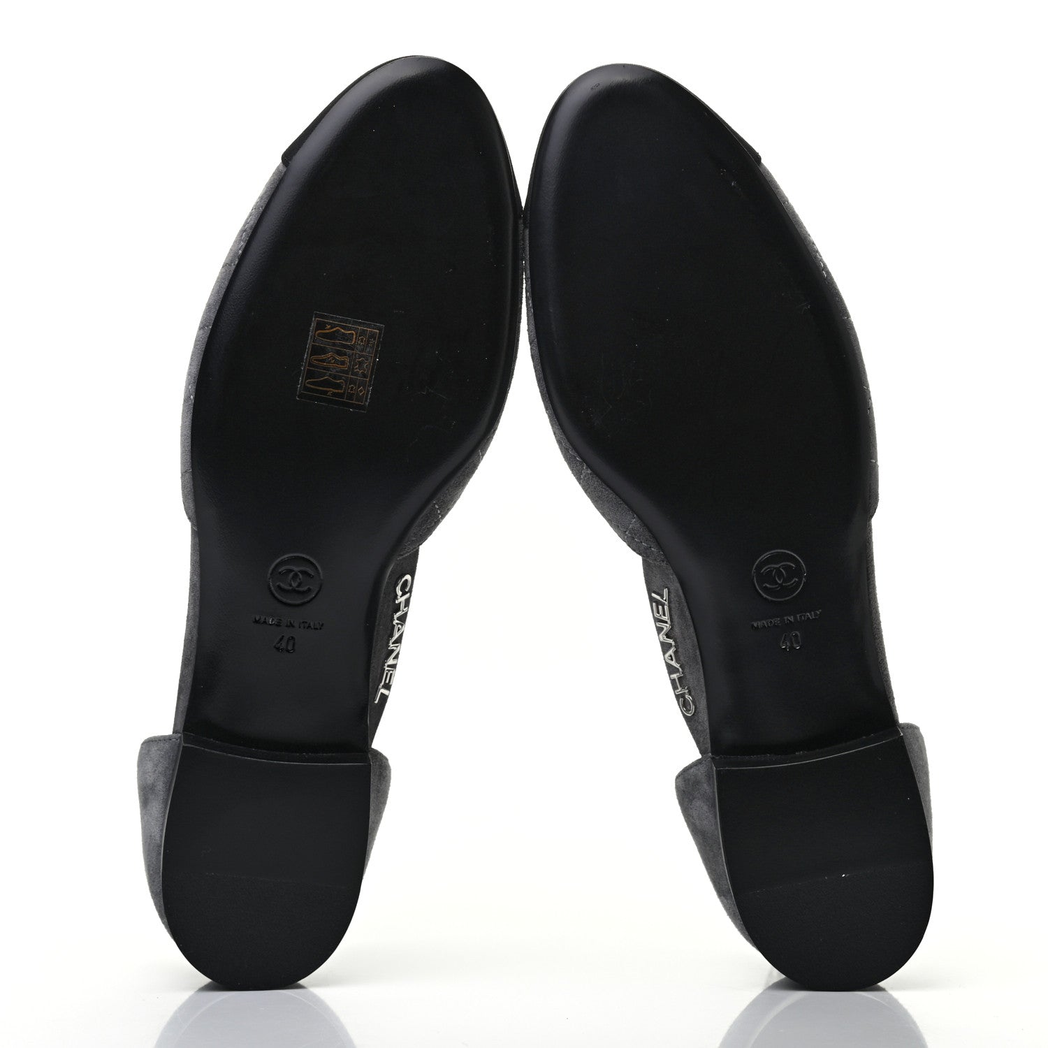 Chanel Suede Grosgrain Cap Toe CC Ankle Strap Sandals 40 Grey Black 4 of 6