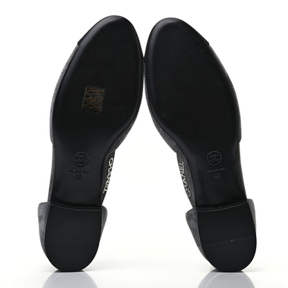 Chanel Suede Grosgrain Cap Toe CC Ankle Strap Sandals 40 Grey Black 4 of 6