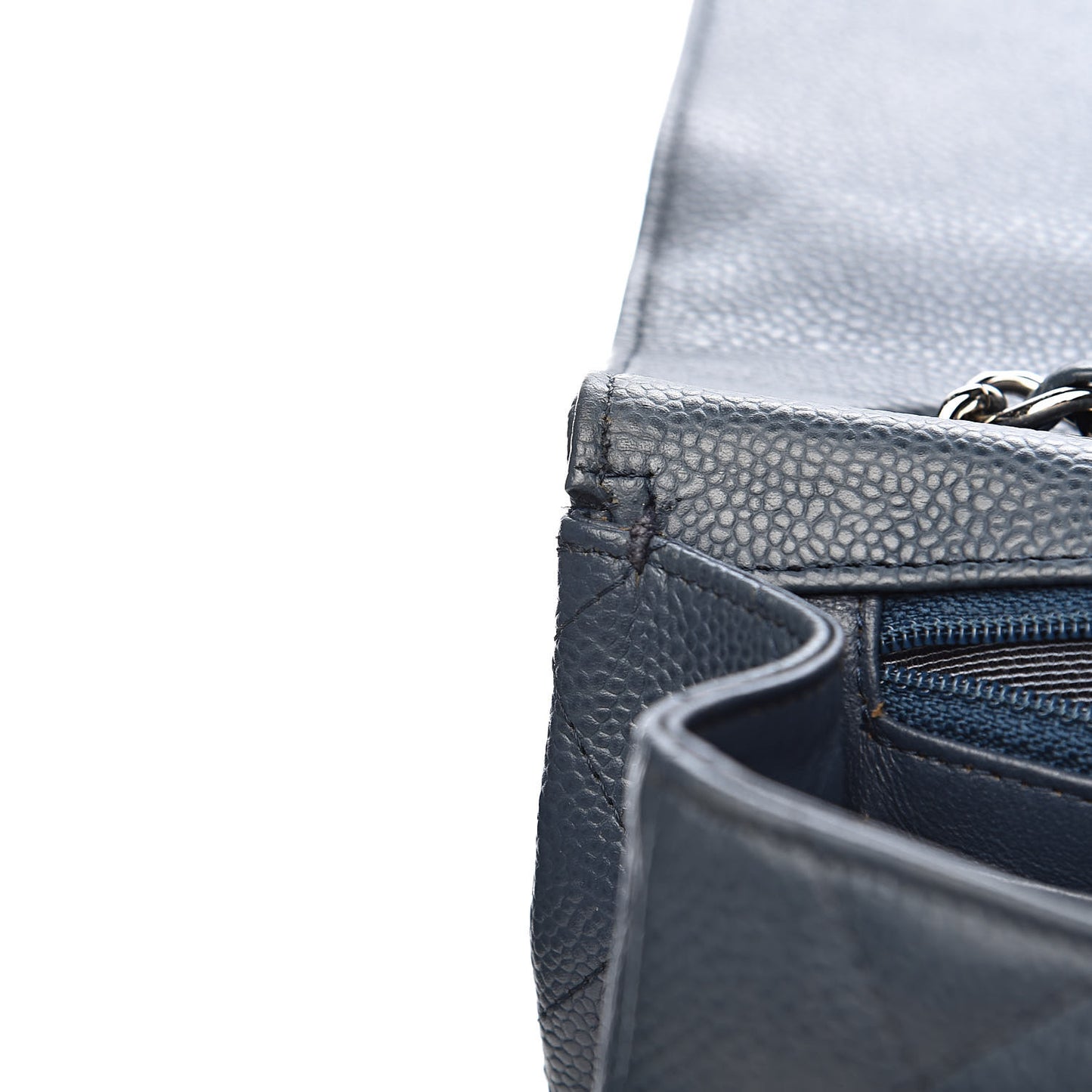 Caviar Quilted Jumbo Single Flap Dark Blue