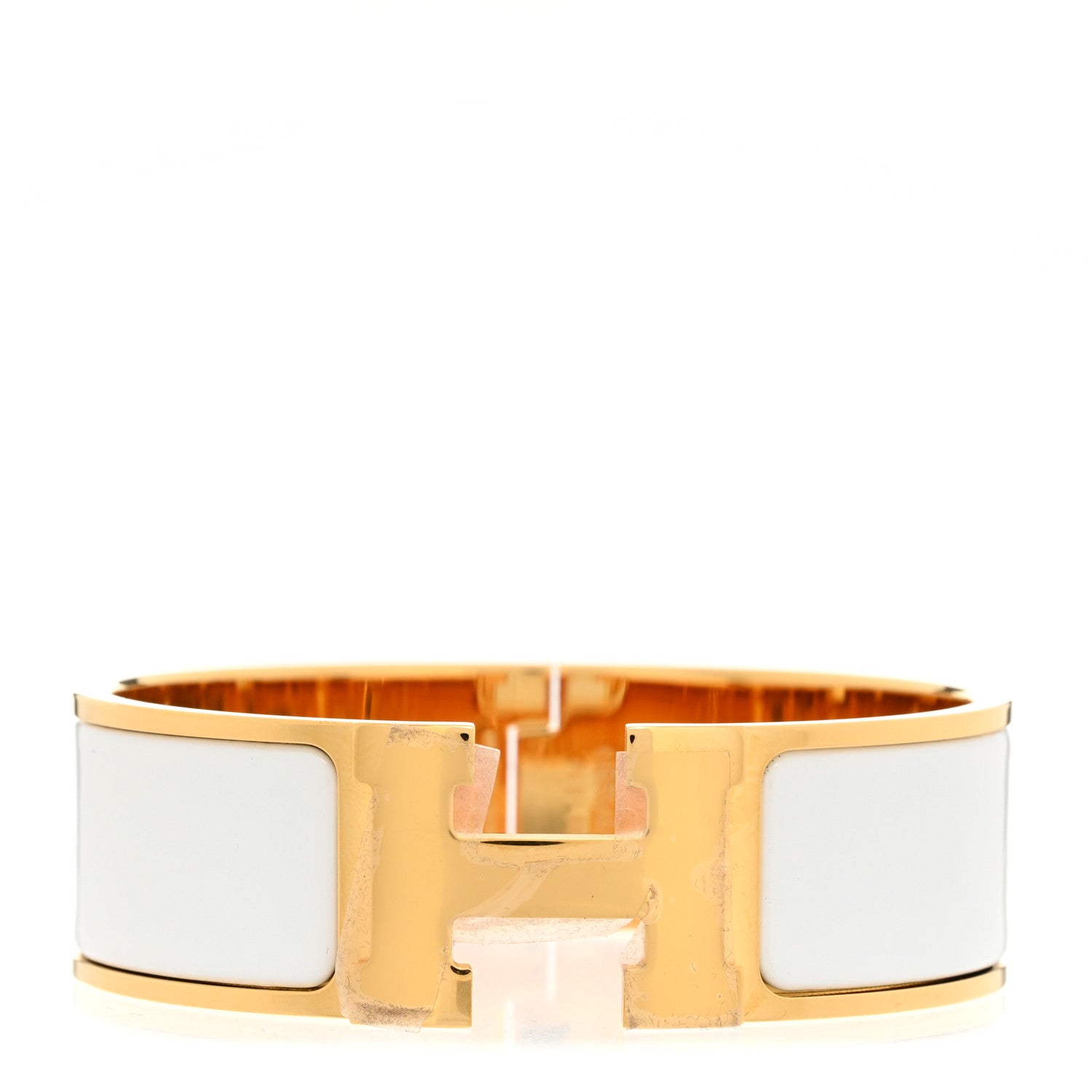 Hermes Enamel Wide Clic Clac H Bracelet GM White 1 of 5