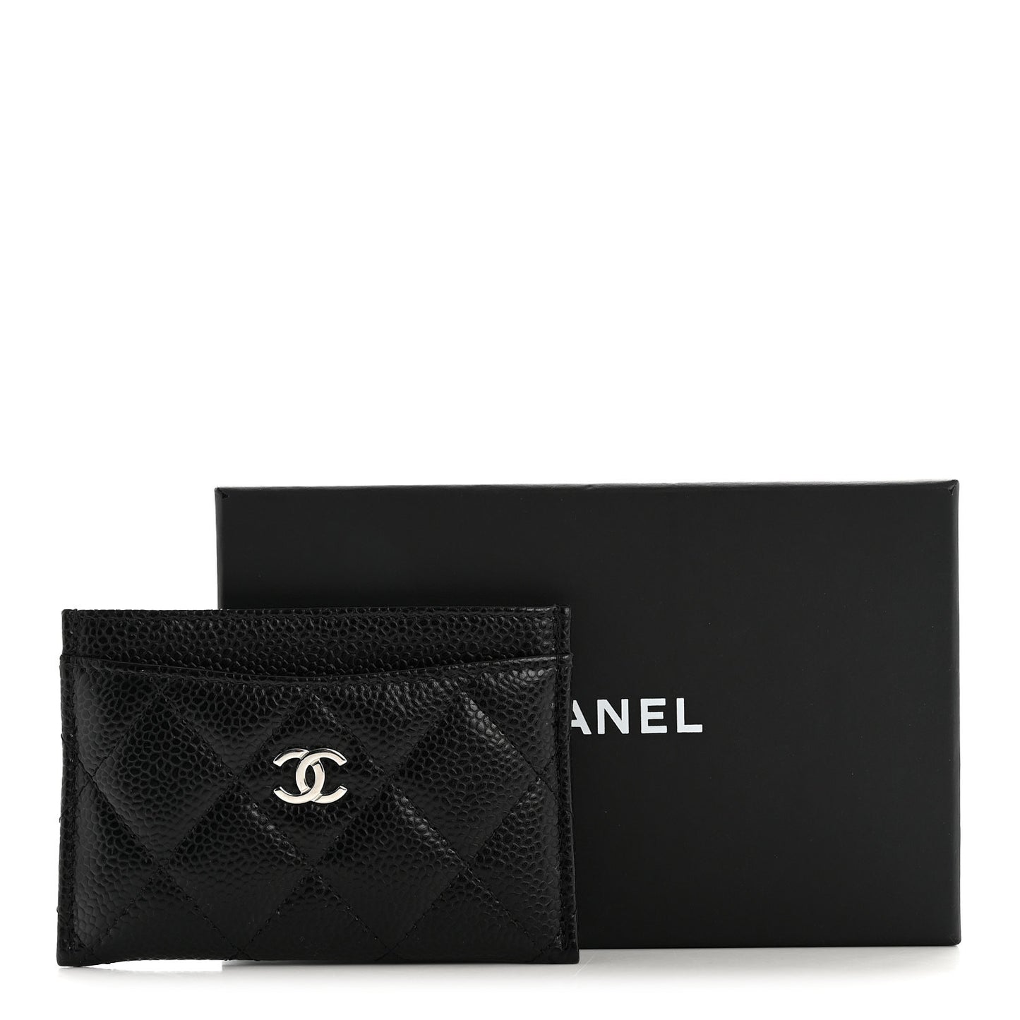 Caviar Quilted Card Holder Black