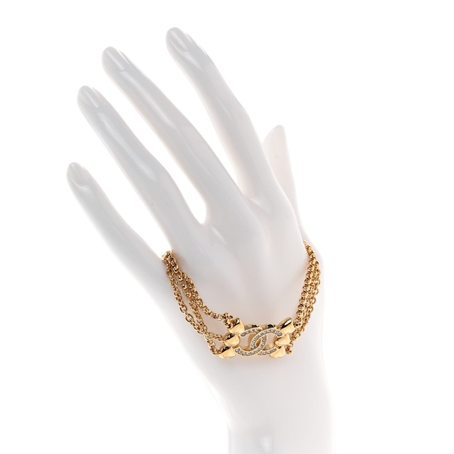 Crystal CC Heart Link Bracelet Gold