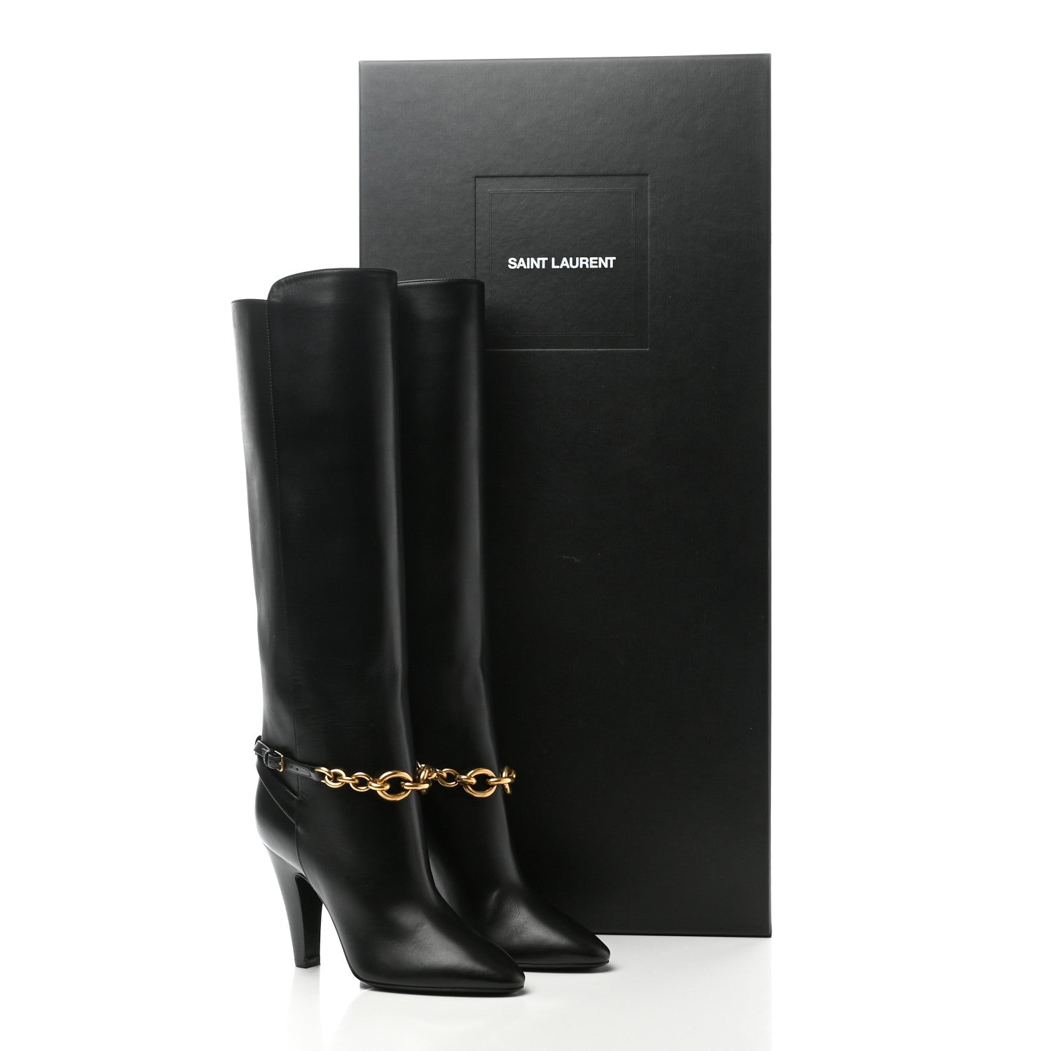 Saint Laurent Smooth Calfskin Le Maillon 95 Boots 37 Black 7 of 7