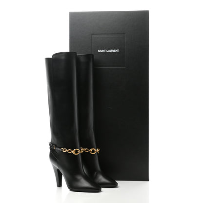 Saint Laurent Smooth Calfskin Le Maillon 95 Boots 37 Black 7 of 7