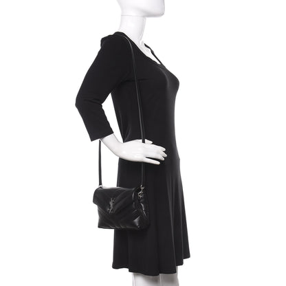 Saint Laurent Calfskin Y Quilted Monogram Toy Loulou Crossbody Bag Black 2 of 10