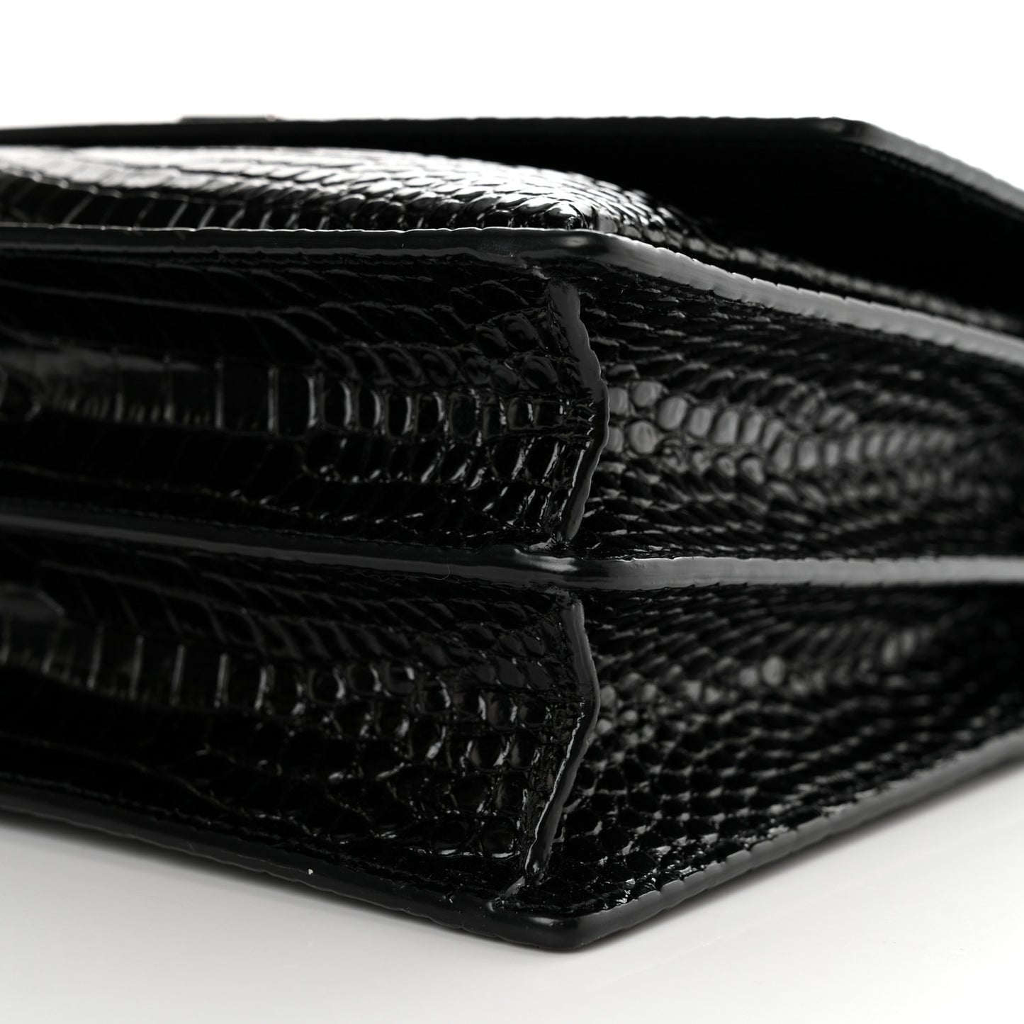 Calfskin Crocodile Embossed Large Monogram Sunset Black