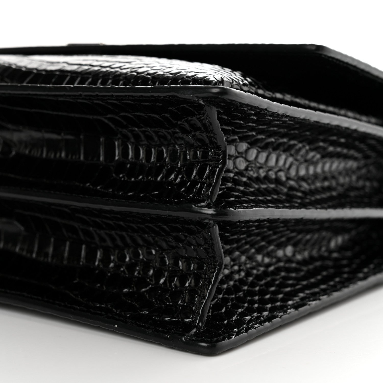 Saint Laurent Calfskin Crocodile Embossed Large Monogram Sunset Black 10 of 11