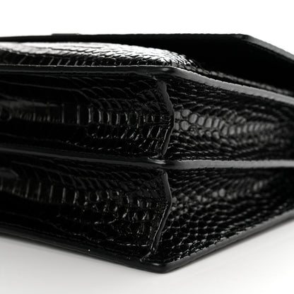 Saint Laurent Calfskin Crocodile Embossed Large Monogram Sunset Black 10 of 11