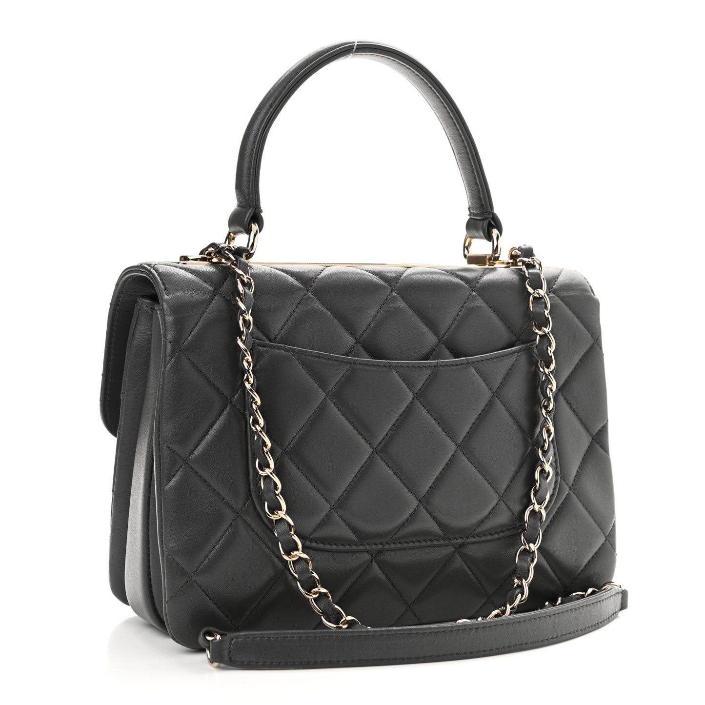Lambskin Quilted Small Trendy CC Dual Handle Flap Bag Dark Grey