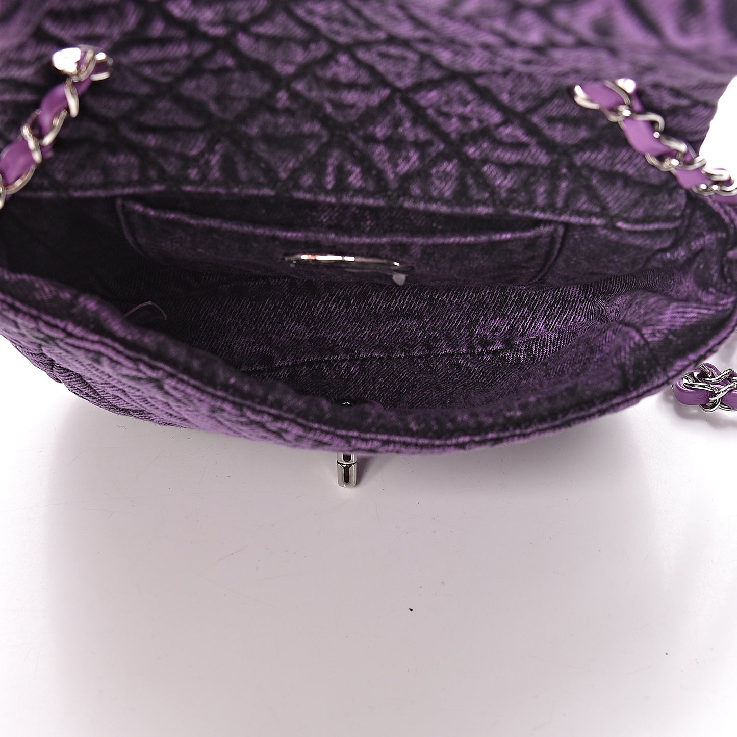 Denim Quilted Small Flap Purple Black
