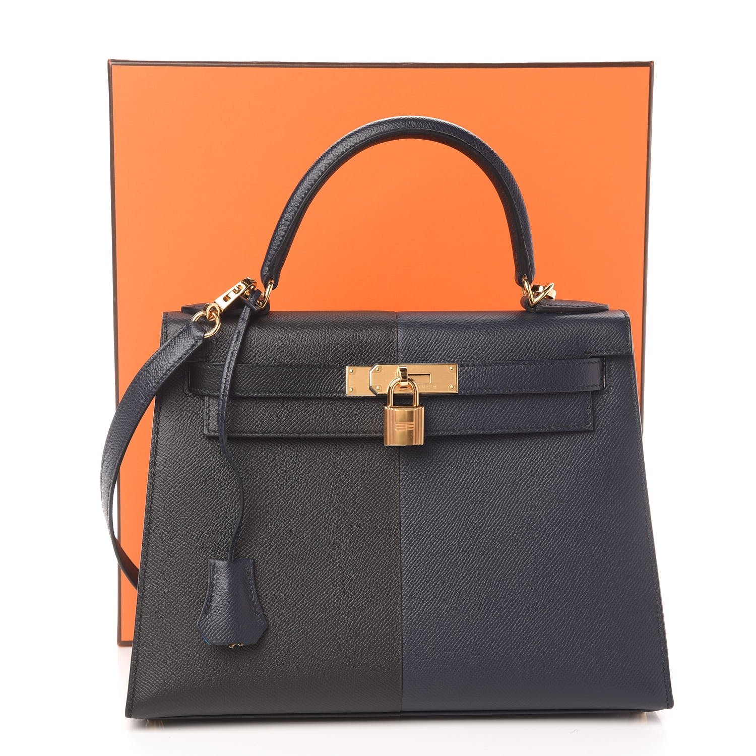 Hermes Epsom Casaque Kelly Sellier 28 Bleu Indigo Black Bleu Frida 10 of 10