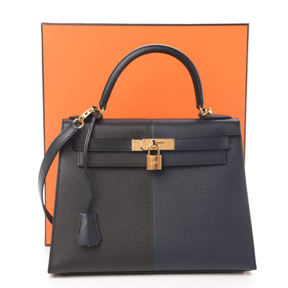 Hermes Epsom Casaque Kelly Sellier 28 Bleu Indigo Black Bleu Frida 10 of 10