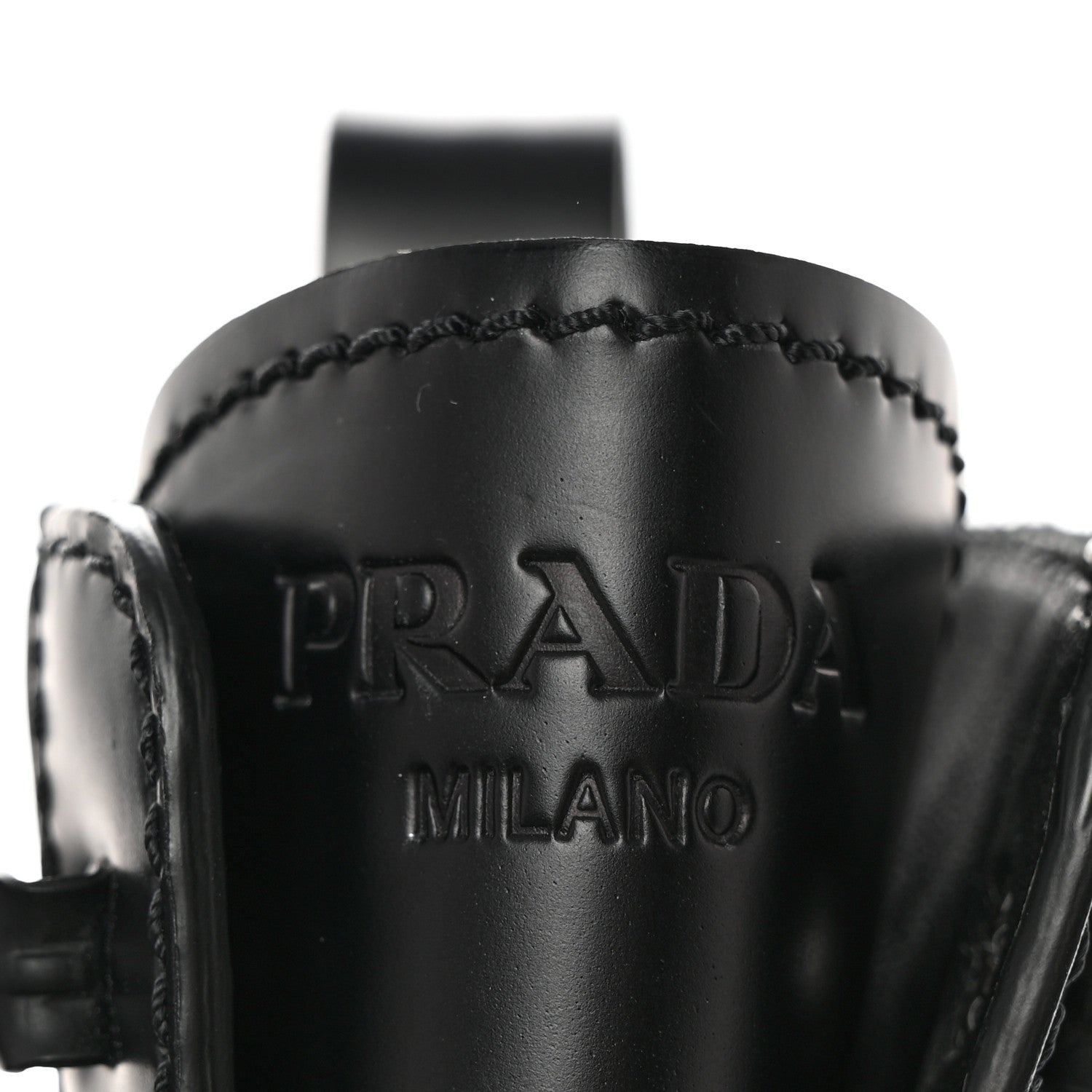 Prada Spazzolato Rois Re-Nylon Metal Triangle Logo Mens Monolith Pouch Pocket 60mm Combat Boots 7 Black 8 of 13