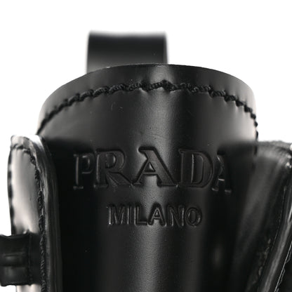 Prada Spazzolato Rois Re-Nylon Metal Triangle Logo Mens Monolith Pouch Pocket 60mm Combat Boots 7 Black 8 of 13