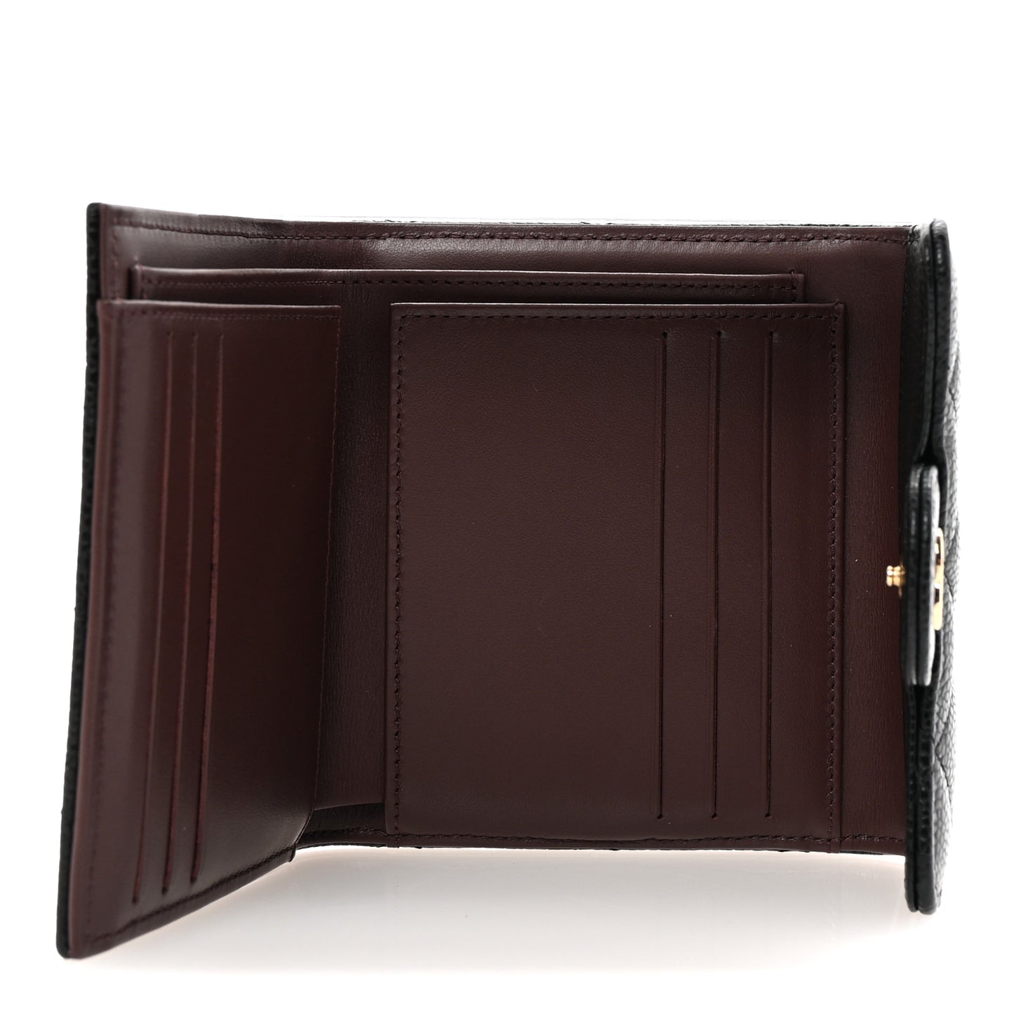 Caviar Quilted Compact Flap Wallet Black