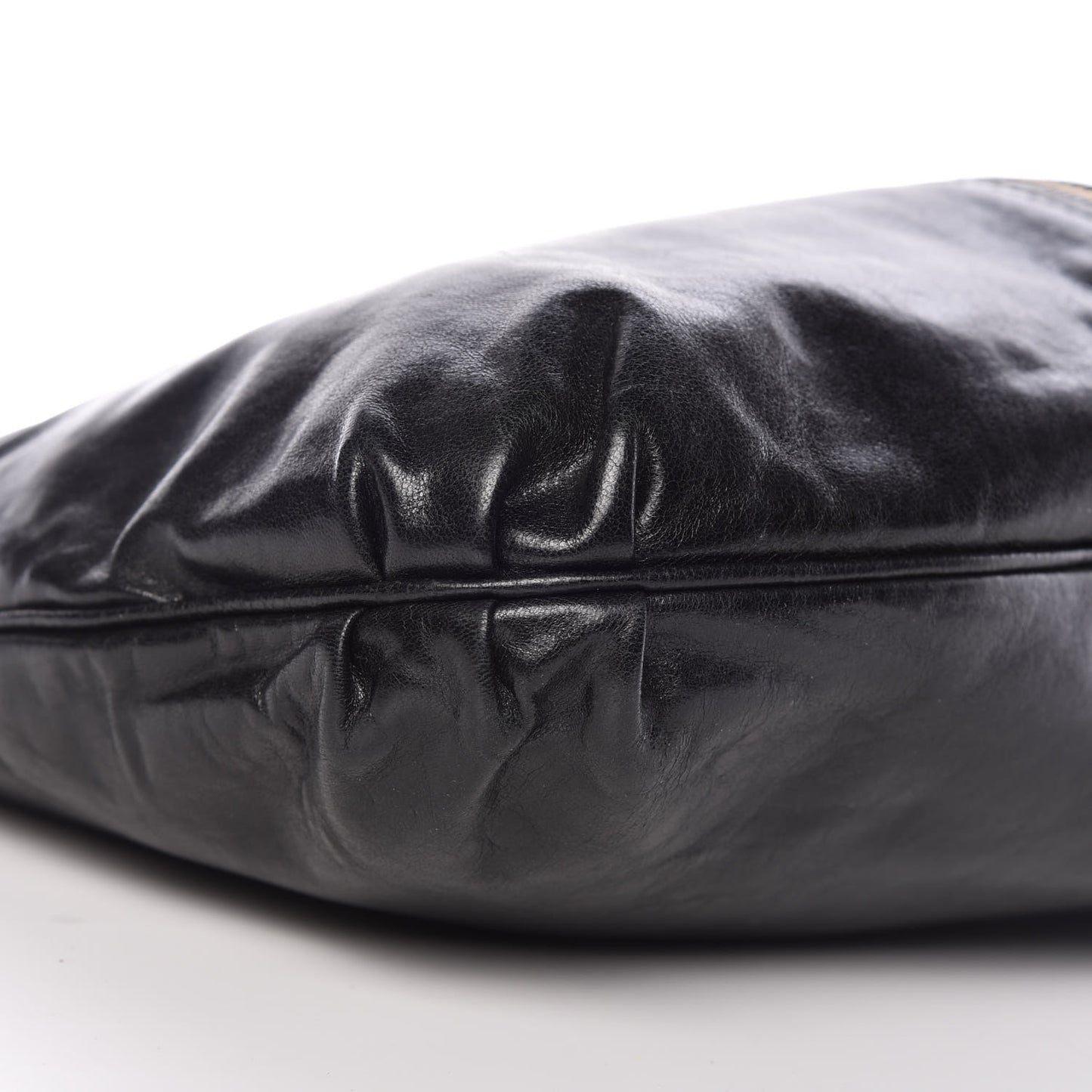 Goatskin Zipper Hobo Black