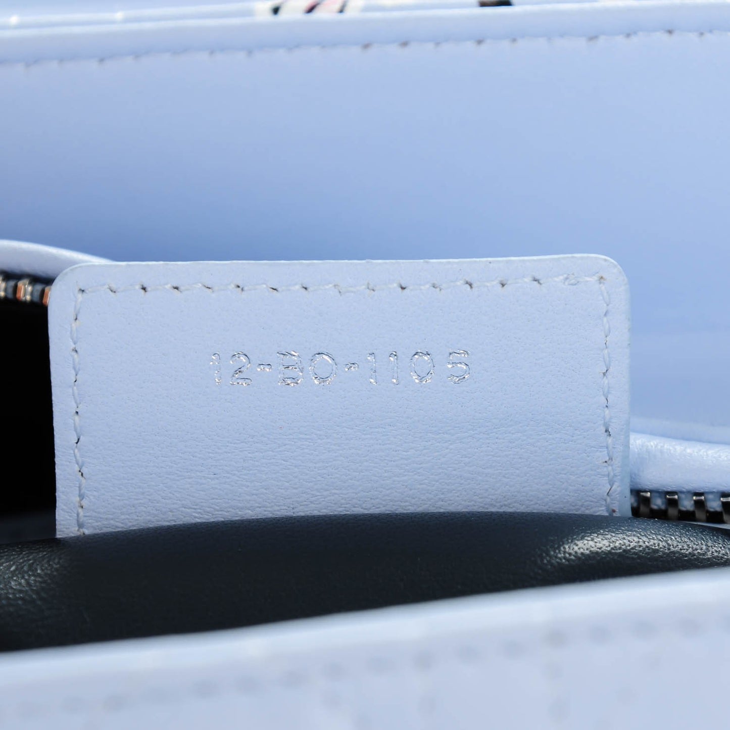 Lambskin Cannage Floral Printed Medium Lady Dior Light Blue