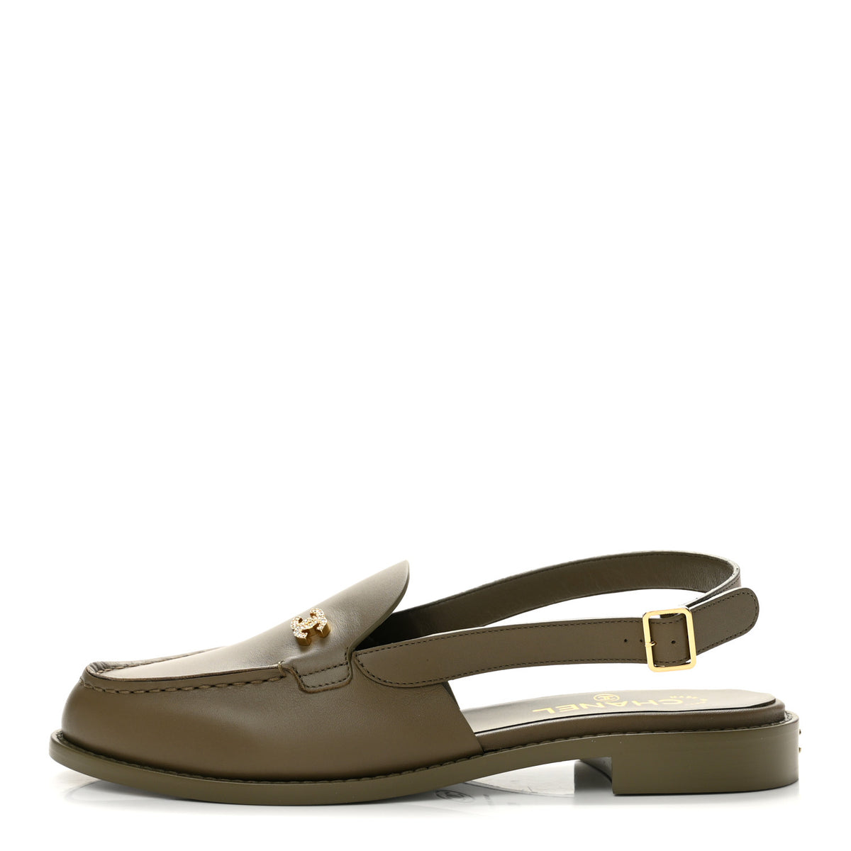 Calfskin Crystal CC Slingback Flats 39 Black