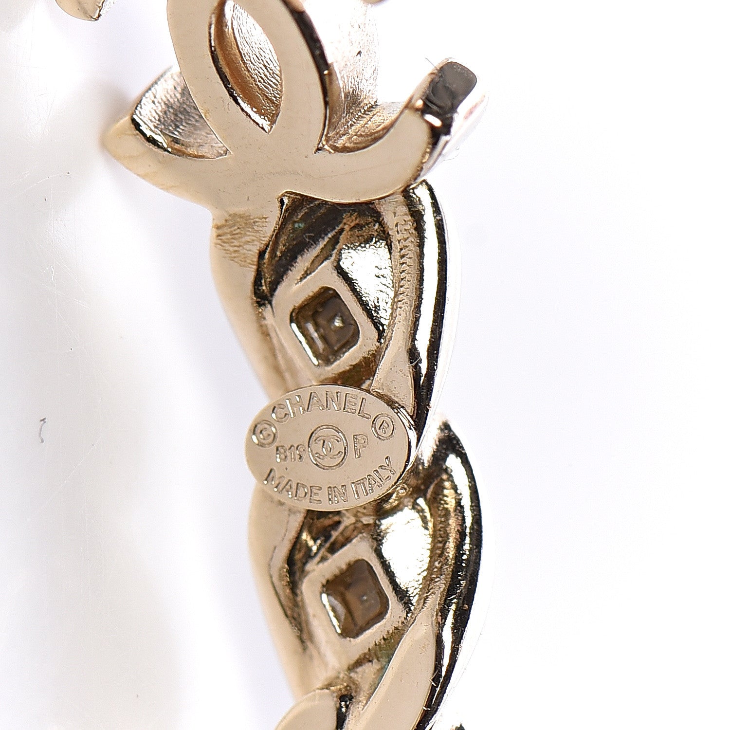 Chanel Crystal CC Hoop Earrings Gold 5 of 6