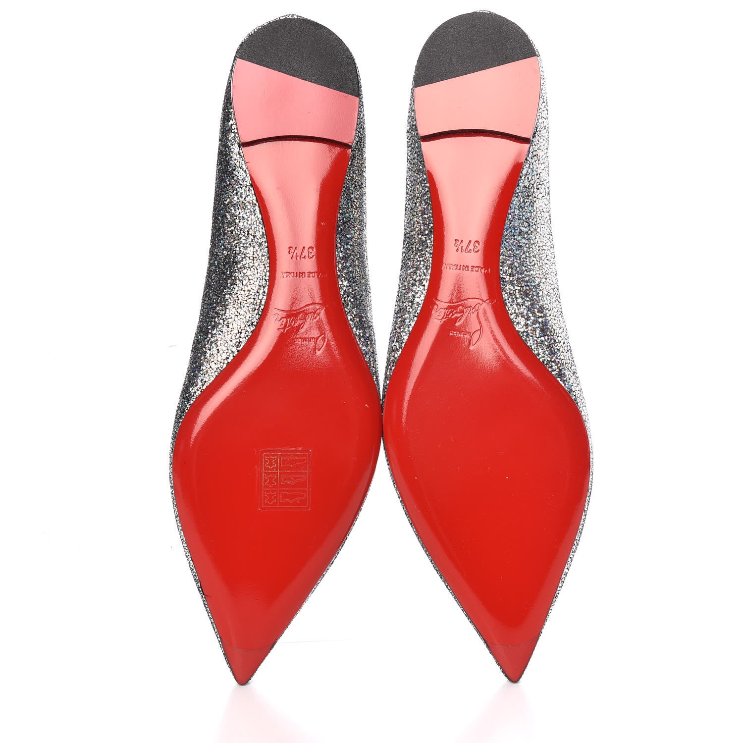 Christian Louboutin Nappa Mica Ballalla Flats 37.5 Silver 5 of 9