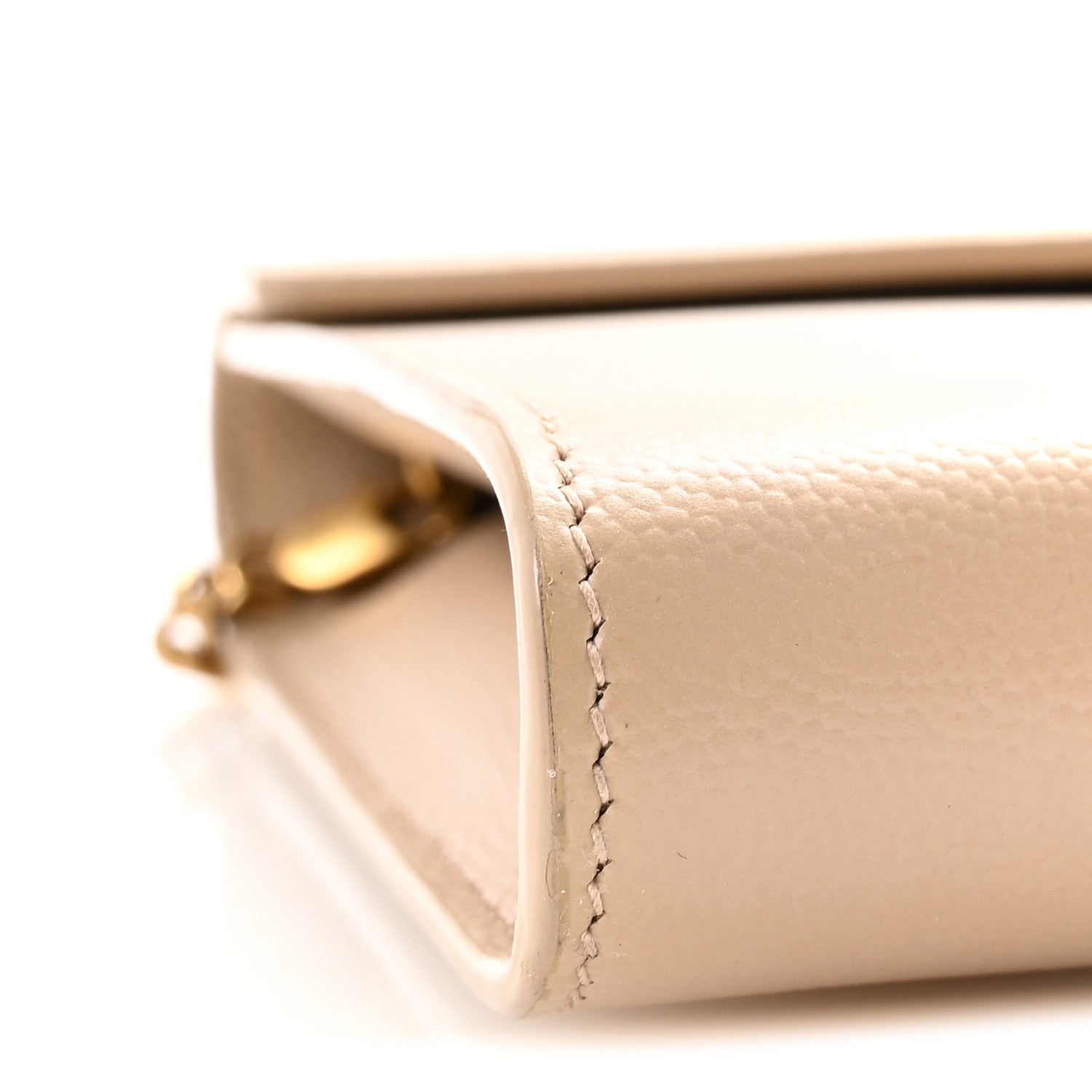 Saint Laurent Grain De Poudre Monogram Cassandra Chain Wallet Dark Beige 8 of 9