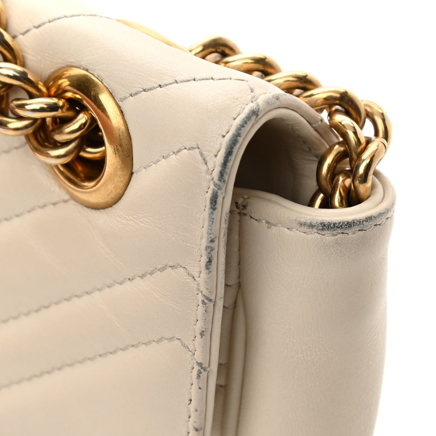 Calfskin Matelasse Small GG Marmont Shoulder Bag White