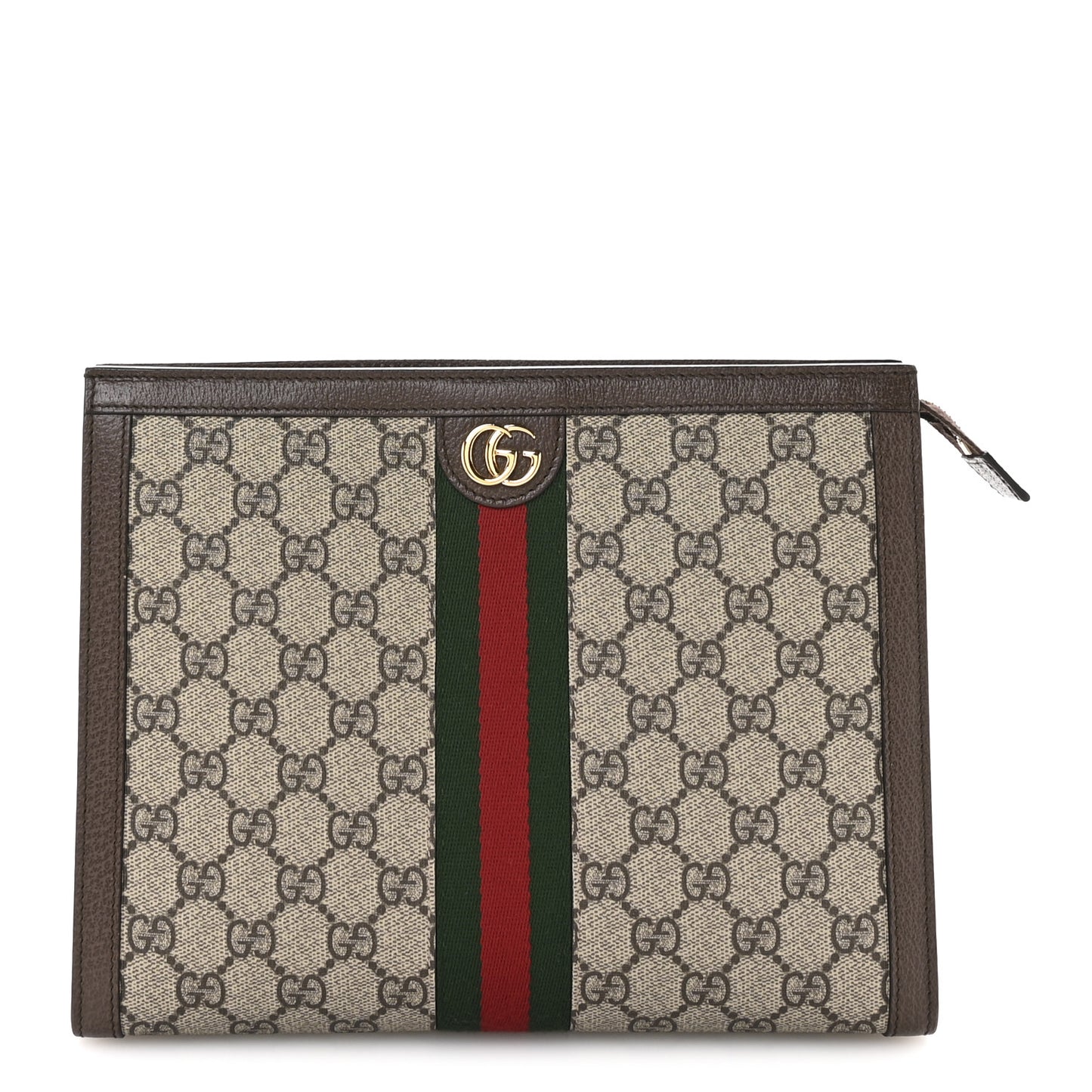 GG Supreme Monogram Web Ophidia Pouch Brown