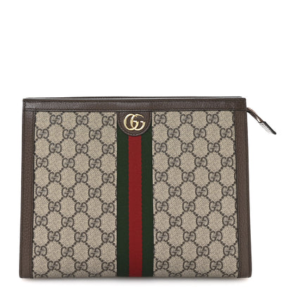 Gucci GG Supreme Monogram Web Ophidia Pouch Brown 1 of 8