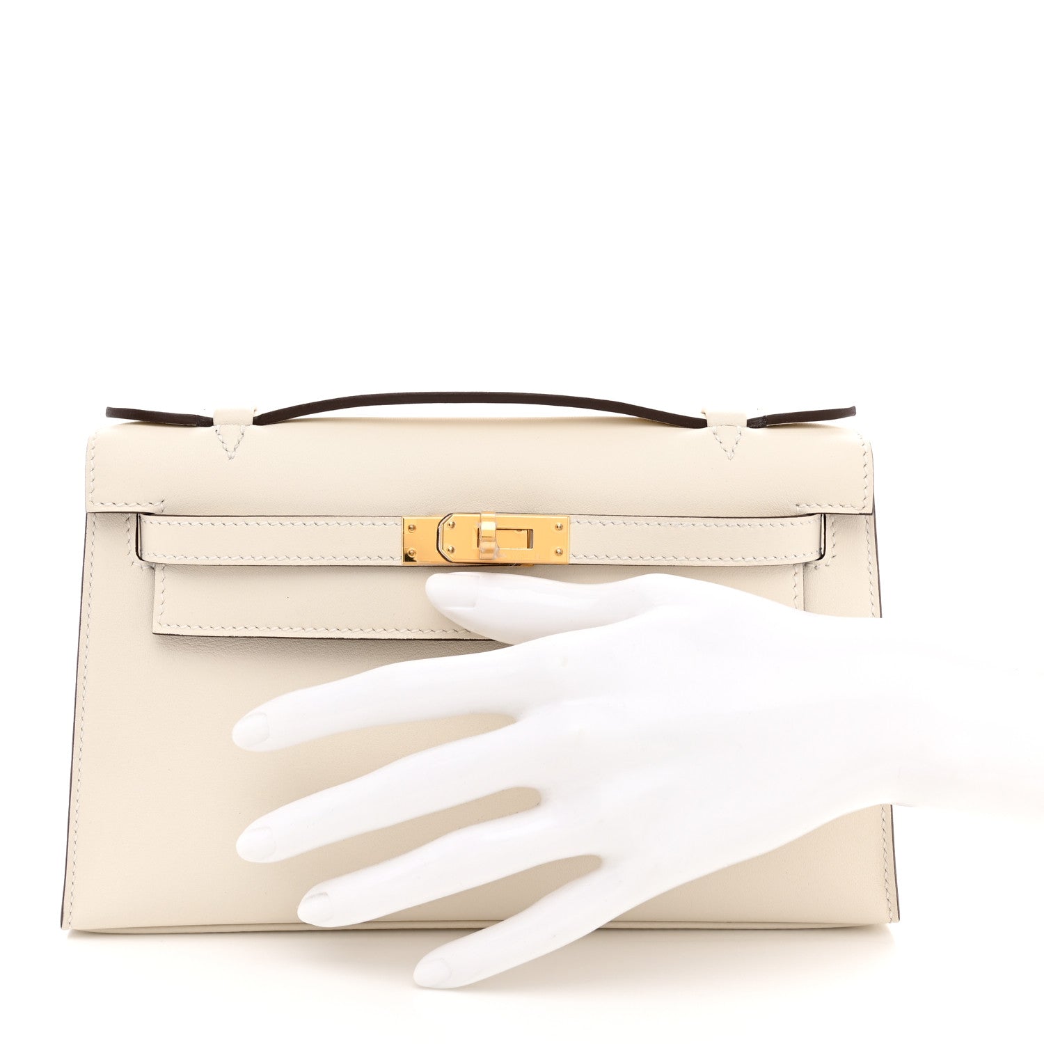 Hermes Swift Horseshoe Kelly Pochette Clutch Nata Gold 9 of 32