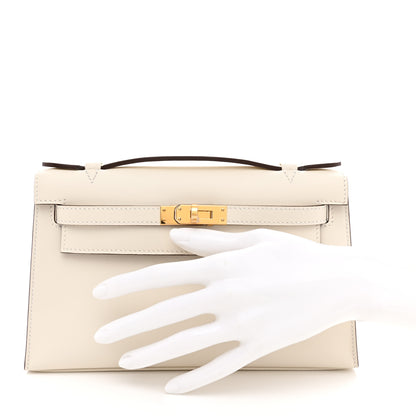 Hermes Swift Horseshoe Kelly Pochette Clutch Nata Gold 9 of 32