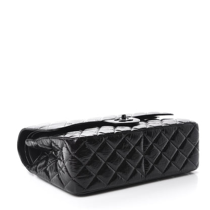 Chanel Shiny Distressed Calfskin Quilted Jumbo Double Flap So Black 4 of 11