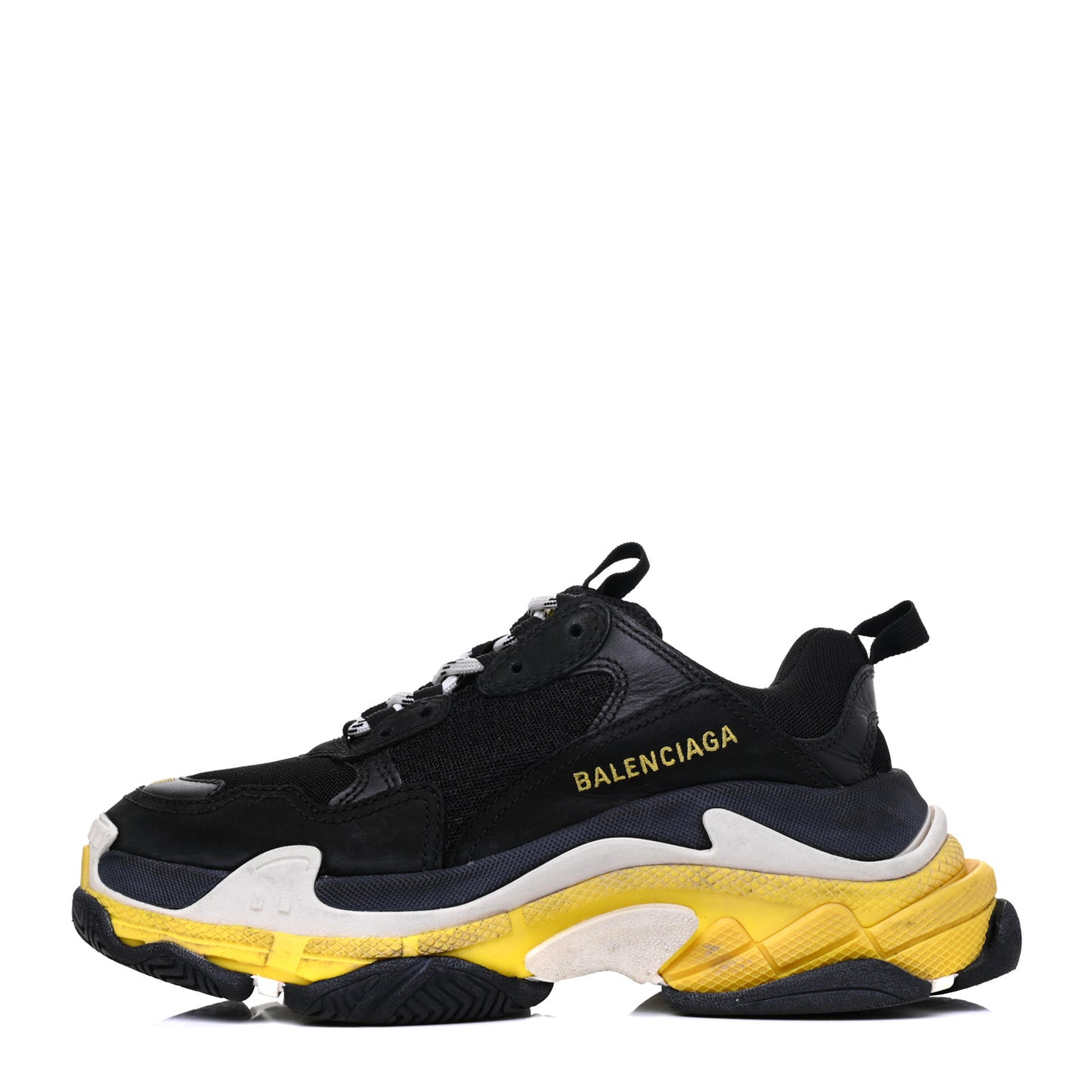 Fabric Mesh Womens Triple S Sneakers 37 Black Yellow