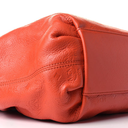 MCM Calfskin Ottomar Monogram Shoulder Bag Hot Coral 8 of 9