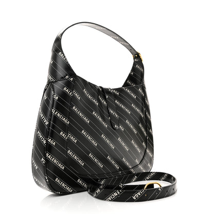 Gucci X BALENCIAGA Calfskin Logo Print Medium Jackie 1961 Hobo Black 3 of 12